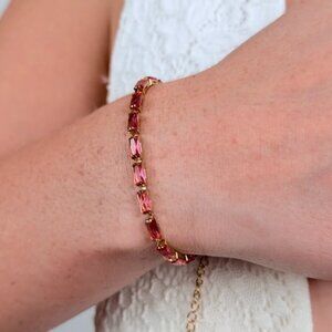 Oshena Jewelry RADIANCE TENNIS BRACELET - GOLD + PINK - NWT - Stackable!!!